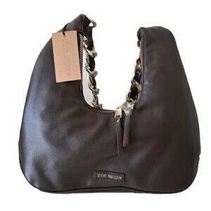 Women’s Steve Madden BGrove Brown Hobo Handbag Purse Gold Hardware Vegan Leather